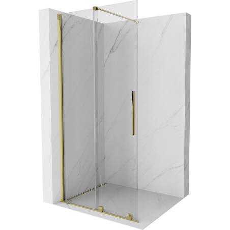 Mexen Velar разтегляема стена за душ Walk-in 120 x 200 см, прозрачна 8 мм, златна - 871-120-000-03-50