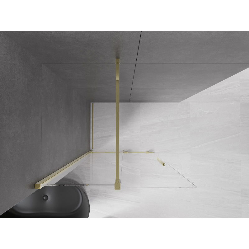 Mexen Velar плъзгаща се душ-преграда Walk-in 120 x 200 cm, прозрачна 8 mm, златна