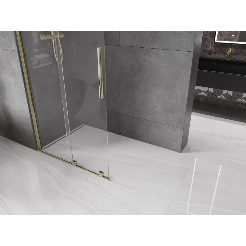 Mexen Velar плъзгаща се душ преграда Walk-in 75 x 200 см, прозрачна 8 мм, златна