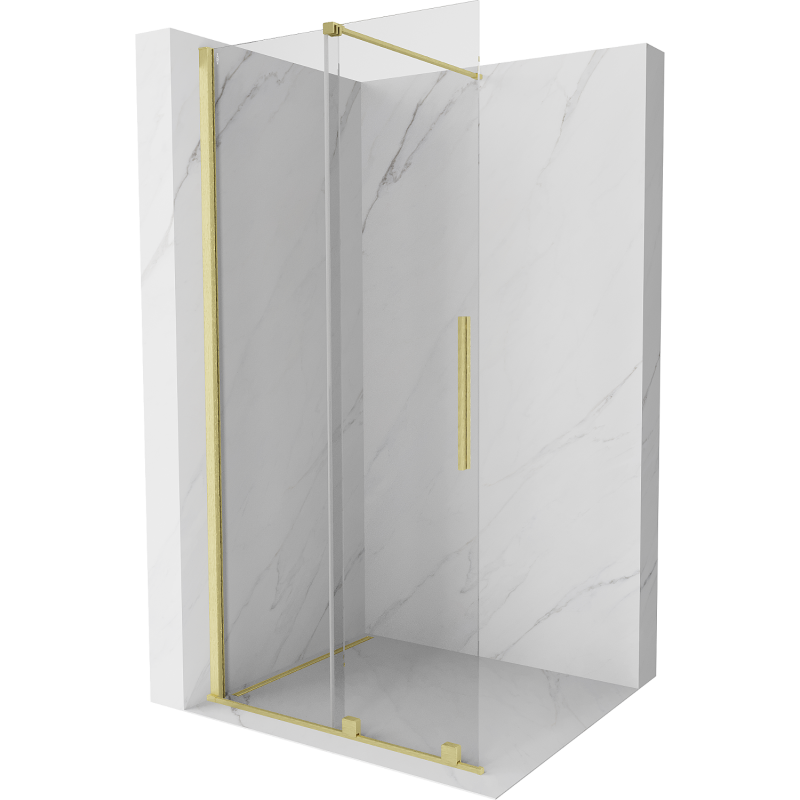 Mexen Velar плъзгаща се душ кабина Walk-in 70 x 200 см, прозрачно 8 мм, златна четкана - 871-070-000-03-55