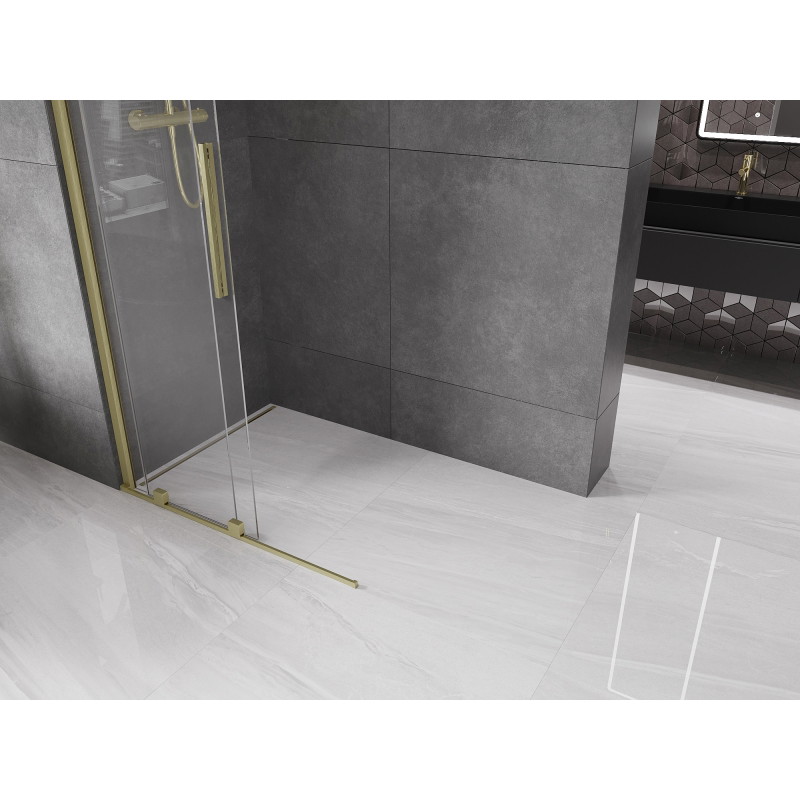 Mexen Velar плъзгаща се душ стена Walk-in 75 x 200 см, прозрачна 8 мм, златна четка