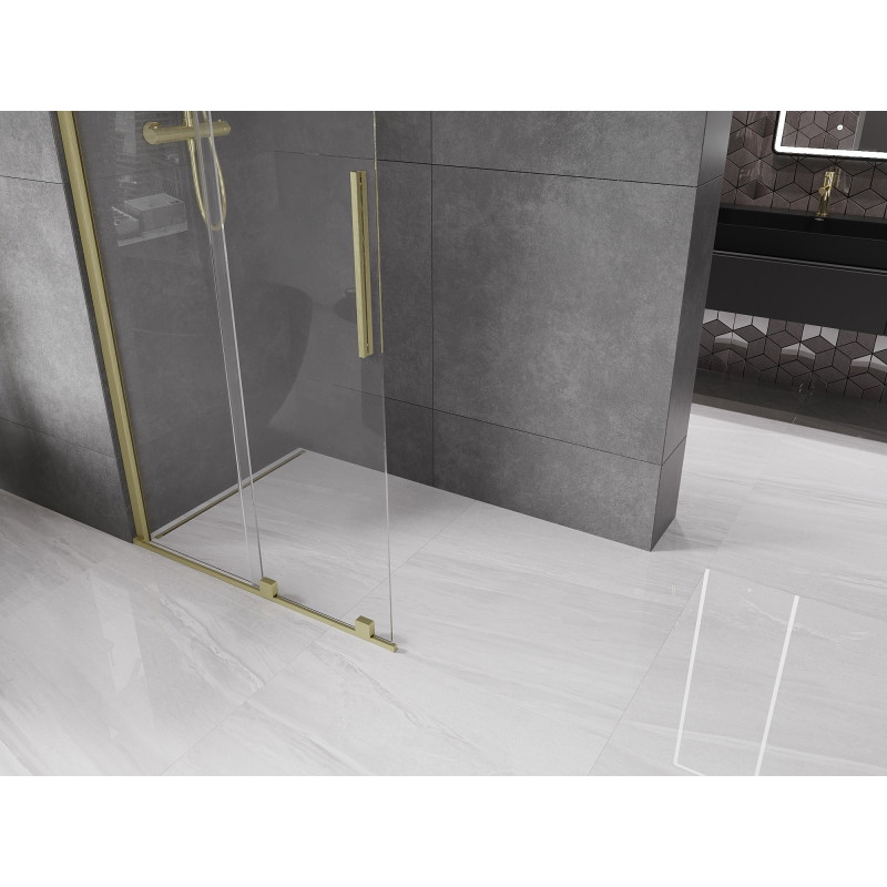 Mexen Velar плъзгаща се душ стена Walk-in 80 x 200 cm, прозрачна 8 mm, злато четкано