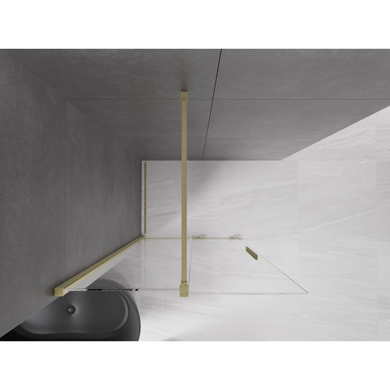 Mexen Velar Плъзгаща се стена за душ Walk-in 85 x 200 см, прозрачна 8 мм, златиста