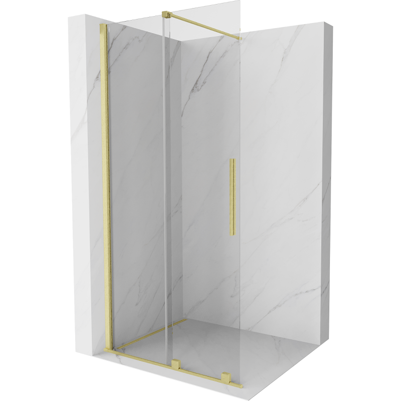 Mexen Velar плъзгаща се стена за душ Walk-in 120 x 200 см, прозрачно 8 мм, злато четкано - 871-120-000-03-55