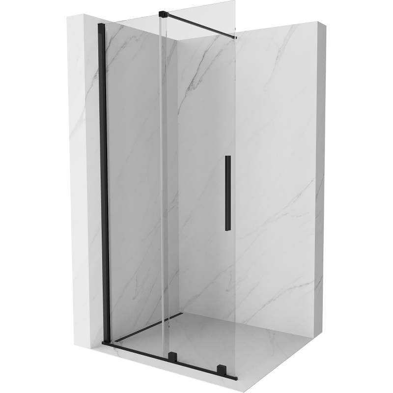 Mexen Velar плъзгаща се душ стена Walk-in 75 x 200 см, прозрачна 8 мм, черна - 871-075-000-03-70