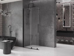 Mexen Velar плъзгаща се душ стена Walk-in 90 x 200 cm, прозрачна 8 mm, черна - 871-090-000-03-70