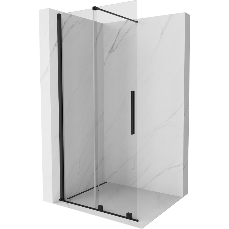 Mexen Velar разтегателна душ кабина Walk-in 100 x 200 см, прозрачна 8 мм, черна - 871-100-000-03-70