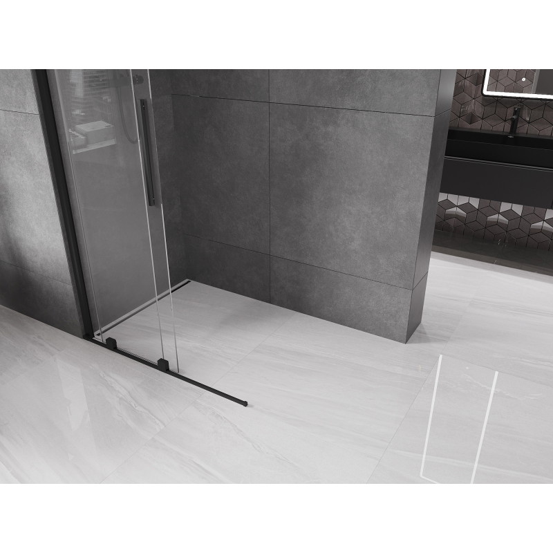 Mexen Velar плъзгаща се душ стена Walk-in 120 x 200 см, прозрачна 8 мм, черна
