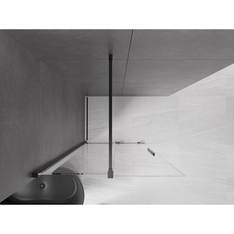 Mexen Velar плъзгаща се душ стена Walk-in 120 x 200 cm, прозрачна 8 mm, черна - 871-120-000-03-70