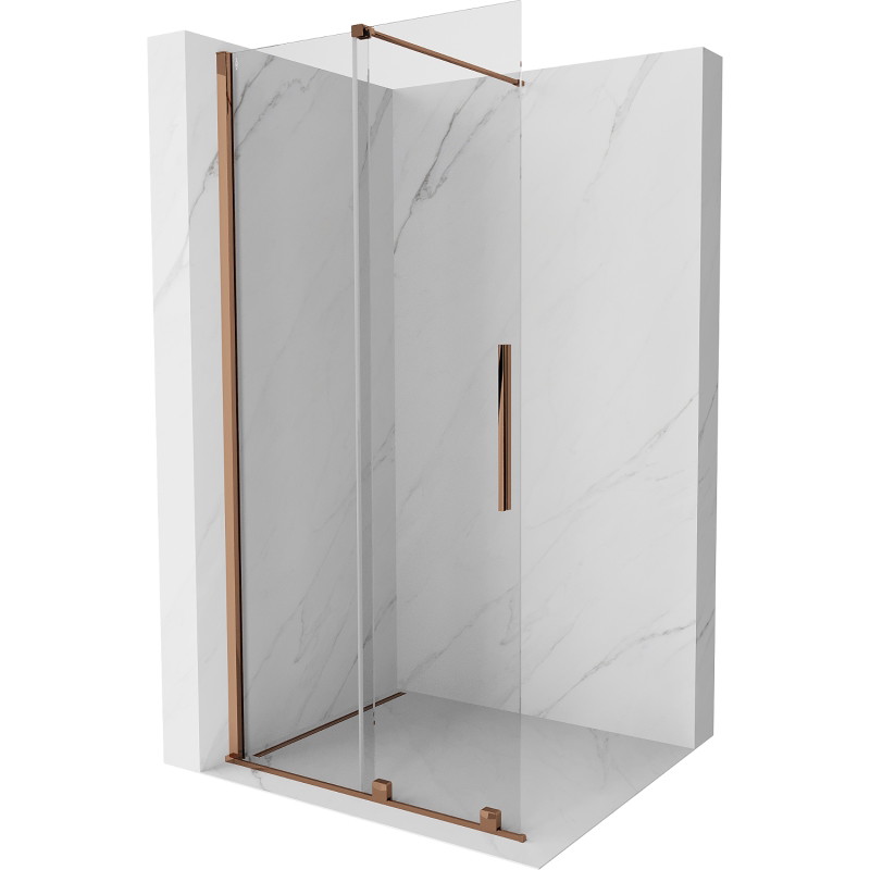 Mexen Velar плъзгаща се душ кабина Walk-in 80 x 200 cm, прозрачна 8 mm, розово злато