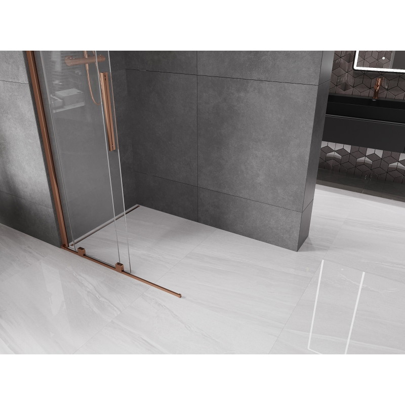 Mexen Velar плъзгаща се душ кабина Walk-in 80 x 200 cm, прозрачна 8 mm, розово злато