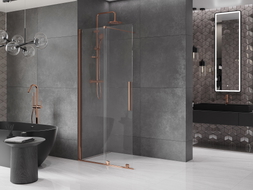 Mexen Velar плъзгаща се душ стена Walk-in 85 x 200 cm, прозрачно 8 mm, розово злато