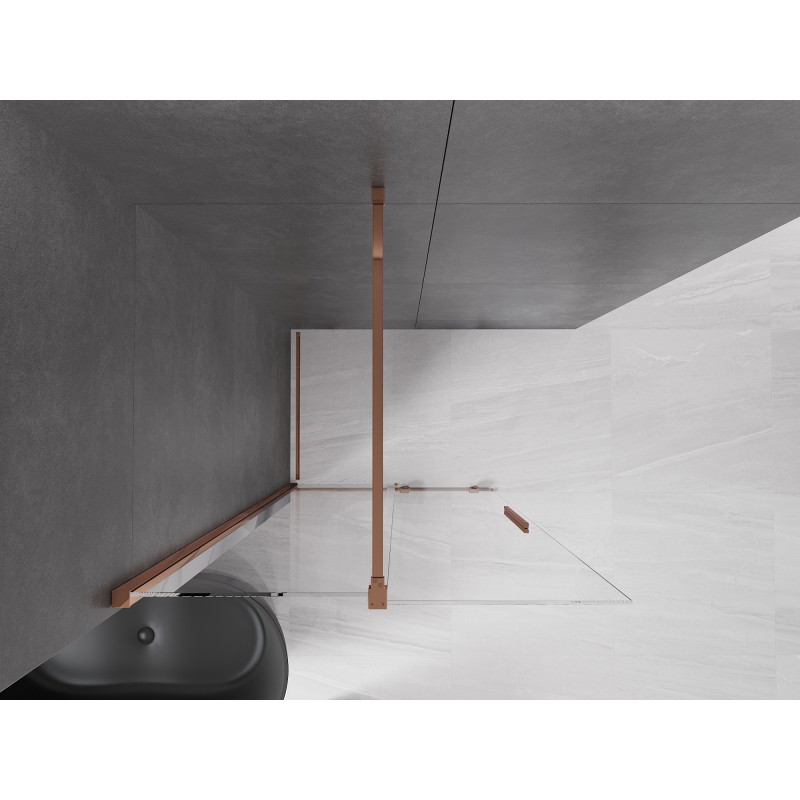 Mexen Velar плъзгаща се душ стена Walk-in 90 x 200 cm, прозрачно 8 mm, розово злато