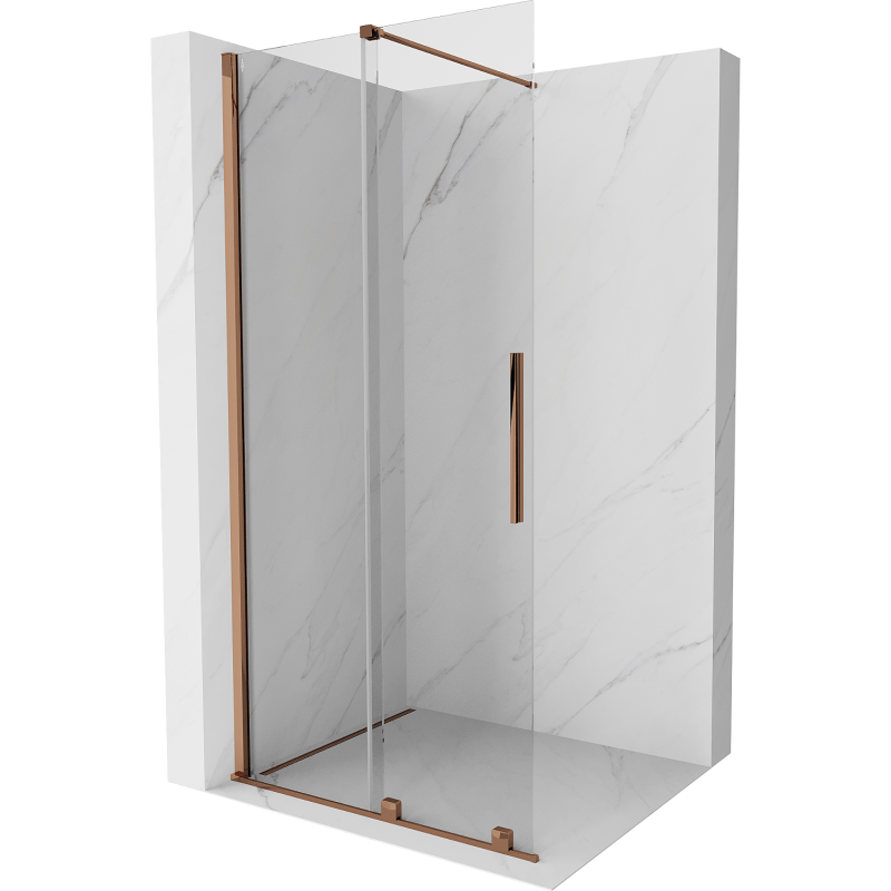 Mexen Velar плъзгаща се душ кабина Walk-in 100 x 200 см, прозрачна 8 mm, розово злато - 871-100-000-03-60