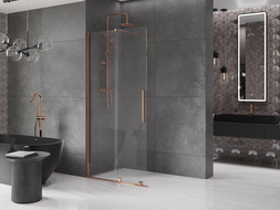 Mexen Velar разтегателна душ-стена Walk-in 120 x 200 см, прозрачно 8 мм, розово злато - 871-120-000-03-60