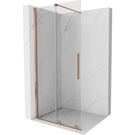 Mexen Velar Плъзгаща душ-преграда Walk-in 85 x 200 cm, прозрачна 8 mm, четка мед