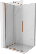 Mexen Velar плъзгаща се душ кабина тип Walk-in 85 x 200 cm, прозрачно стъкло 8 mm, четкан мед - 871-085-000-03-65