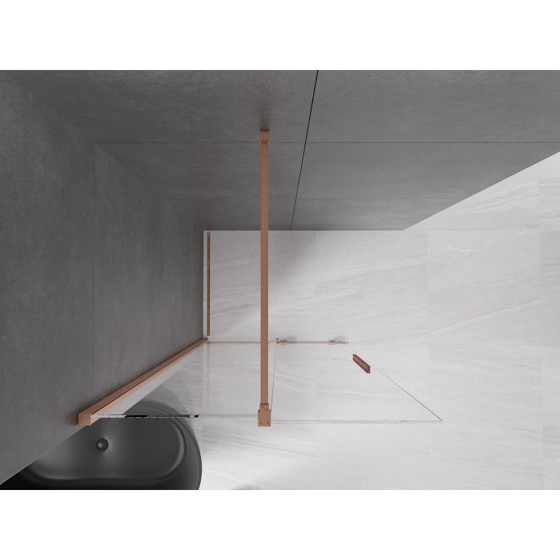 Mexen Velar плъзгаща се душ кабина Walk-in 85 x 200 cm, прозрачна 8 mm, четкана мед