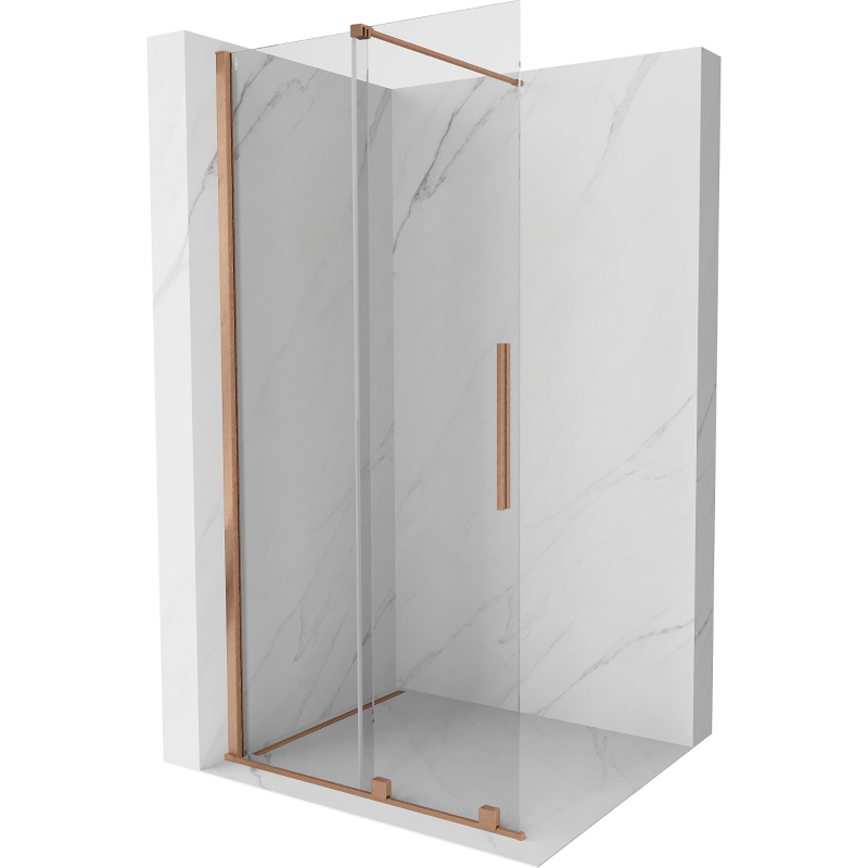 Mexen Velar плъзгаща се душ стена Walk-in 120 x 200 см, прозрачна 8 мм, четкана мед - 871-120-000-03-65
