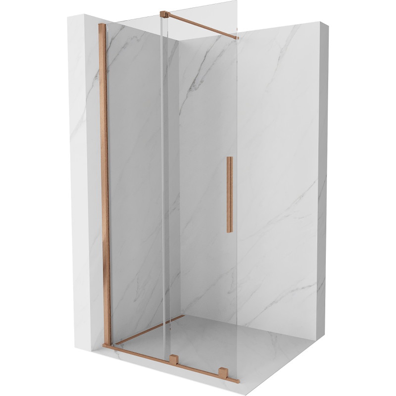 Mexen Velar плъзгаща се стена за душ Walk-in 120 x 200 cm, прозрачна 8 mm, мед сатен
