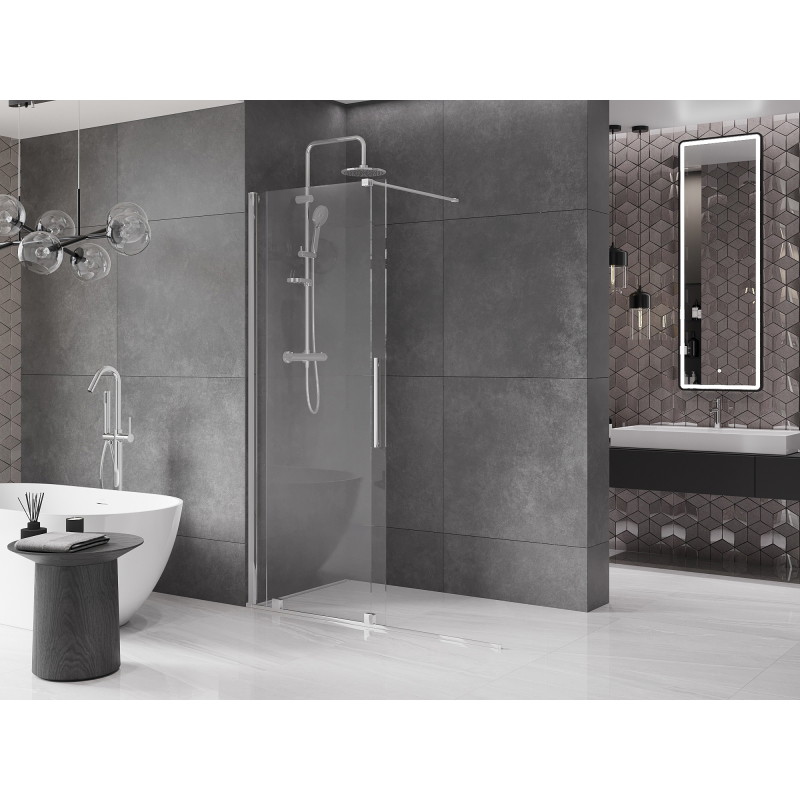 Mexen Velar плъзгаща се преграда за душ Walk-in 130 x 200 см, прозрачна 8 мм, хром