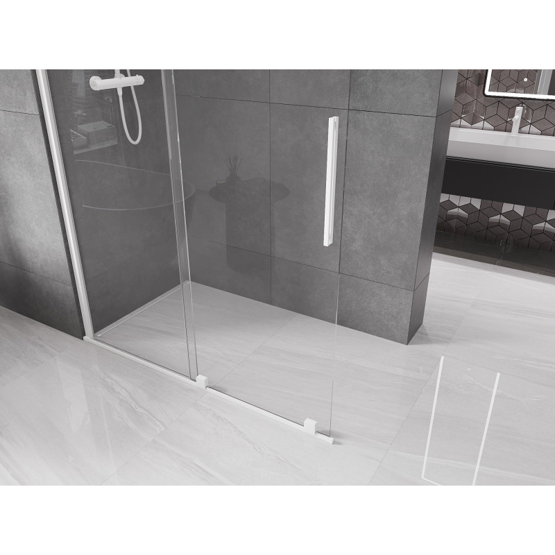 Mexen Velar плъзгаща се душ стена Walk-in 150 x 200 см, прозрачна 8 мм, бяла