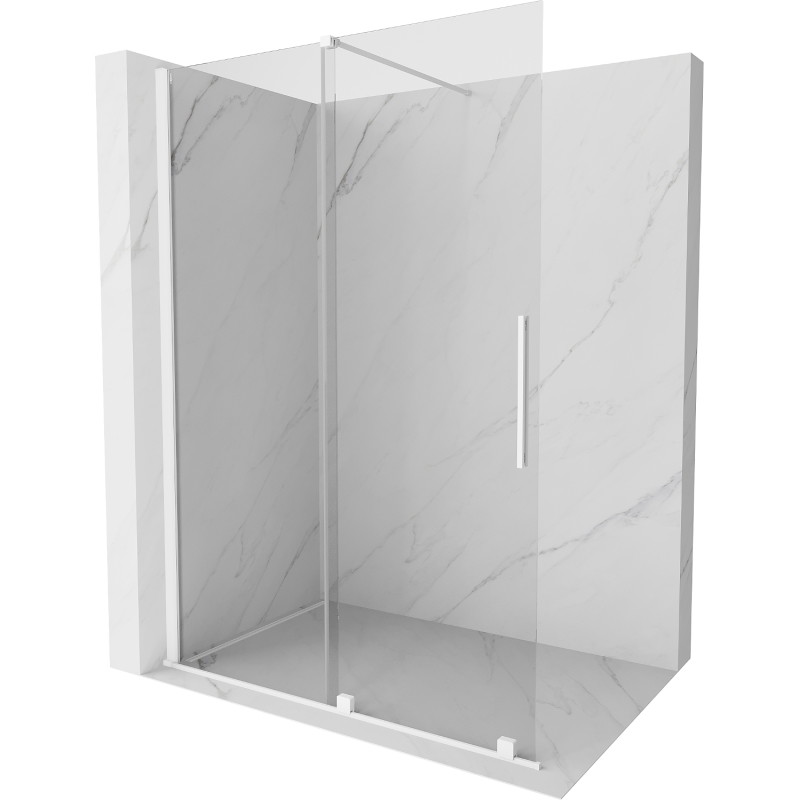 Mexen Velar плъзгаща се душ кабина Walk-in 140 x 200 см, прозрачна 8 мм, бяла