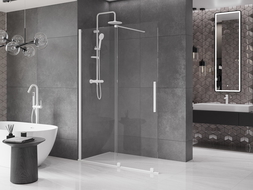 Mexen Velar плъзгаща се душ стена Walk-in 130 x 200 cm, прозрачна 8 mm, бяла - 871-130-000-03-20