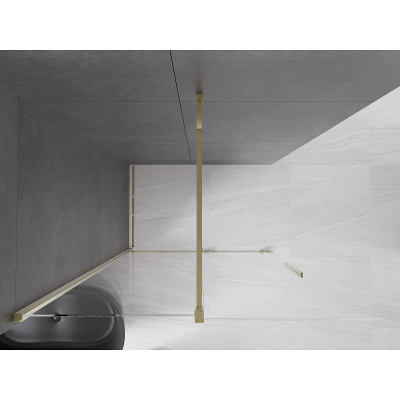 Mexen Velar плъзгаща се душ параван Walk-in 140 x 200 см, прозрачен 8 мм, златист