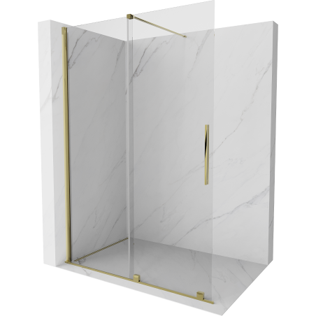 Mexen Velar плъзгаща се душ стена Walk-in 150 x 200 cm, прозрачна 8 mm, златна
