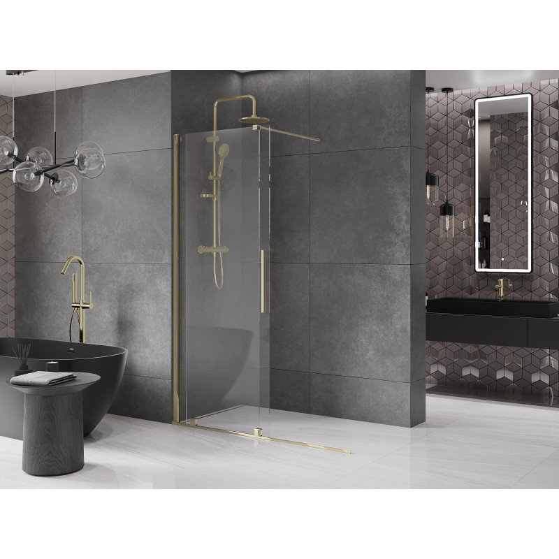 Mexen Velar плъзгаща се душ кабина Walk-in 160 x 200 см, прозрачно 8 мм, златно