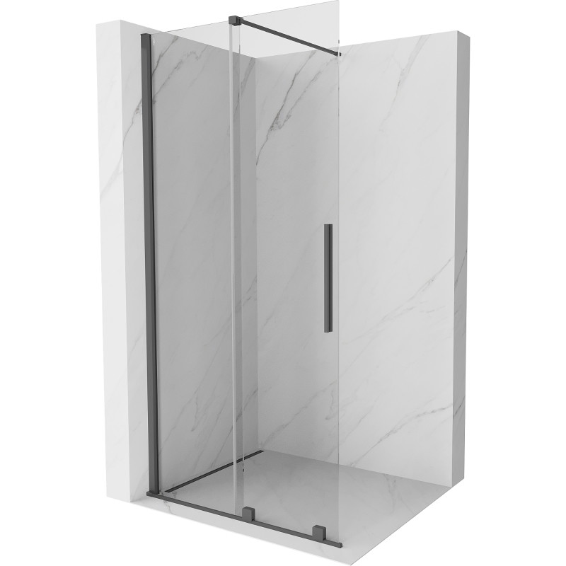 Mexen Velar плъзгаща се душ стена Walk-in 75 x 200 см, прозрачна 8 мм, четкано сив