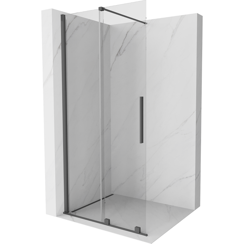 Mexen Velar Плъзгаща се душ стена Walk-in 110 x 200cm, прозрачна 8 mm, четкано оръжейно сиво - 871-110-000-03-66