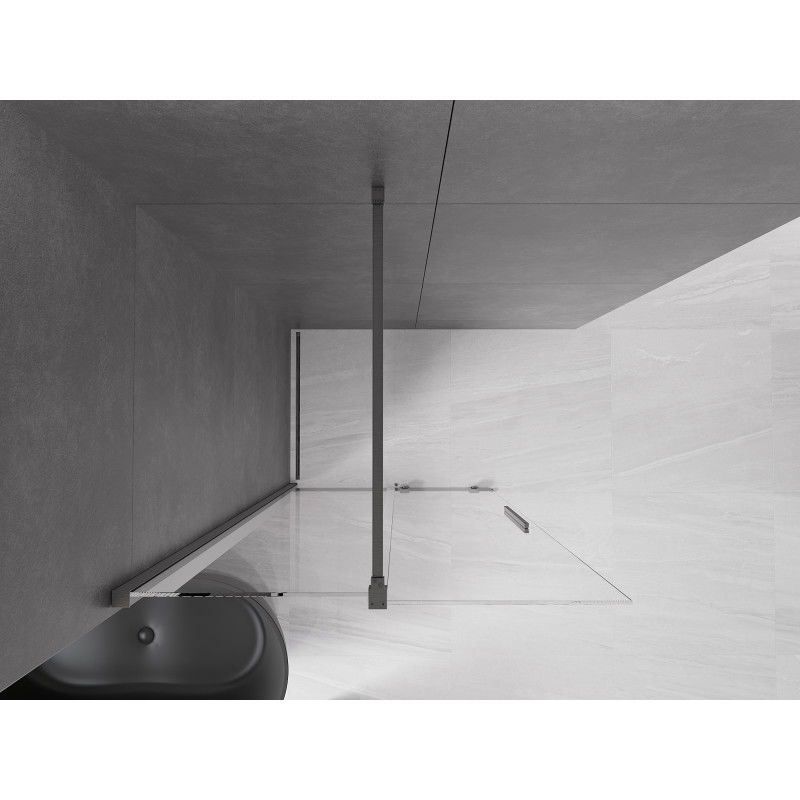 Mexen Velar Плъзгаща се душ стена Walk-in 110 x 200cm, прозрачна 8 mm, четкано оръжейно сиво - 871-110-000-03-66