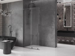 Mexen Velar плъзгаща се стена за душ Walk-in 100 x 200 см, прозрачна 8 мм, четкано