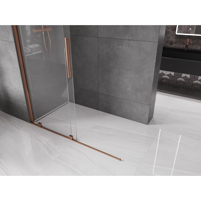 Mexen Velar плъзгаща се душ стена Walk-in 130 x 200 см, прозрачно 8 мм, розово злато