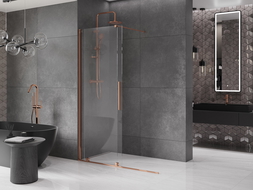 Mexen Velar подвижен душ параван Walk-in 130 x 200 cm, прозрачен 8 mm, розово злато - 871-130-000-03-60