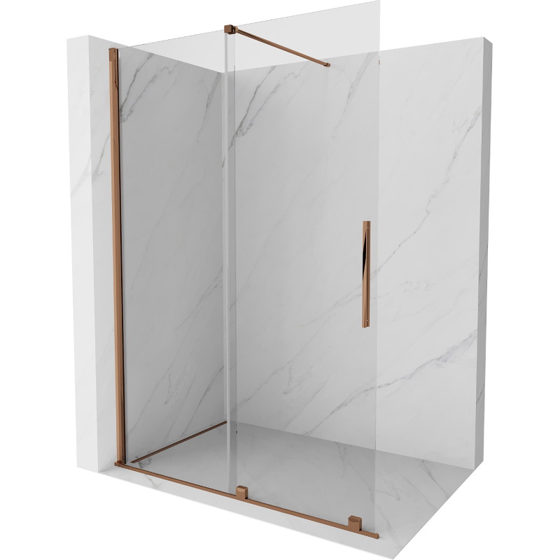 Mexen Velar плъзгаща се стена за душ Walk-in 150 x 200 см, прозрачна 8 мм, розово