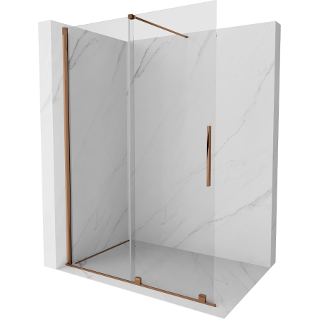 Mexen Velar стена за душ стойка Walk-in 150 x 200 см, прозрачна 8 мм, розово злато - 871-150-000-03-60