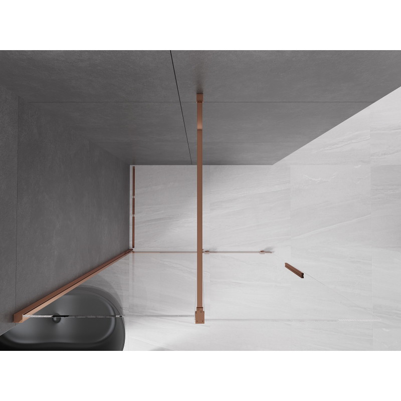 Mexen Velar плъзгаща се душ стена Walk-in 150 x 200 см, прозрачна 8 мм, розово злато