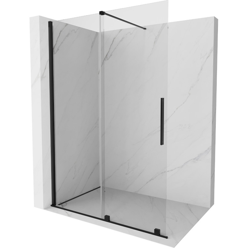 Mexen Velar разтегателна душ стена Walk-in 130 x 200 см, прозрачна 8 мм, черна