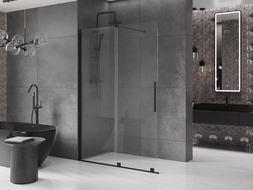 Mexen Velar разтегляема душ屏 Walk-in 130 x 200 см, прозрачно 8 мм, черно - 871-130-000-03-70