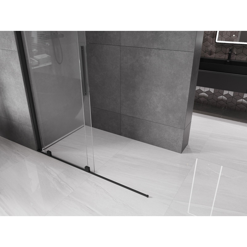 Mexen Velar плъзгаща се душ кабина Walk-in 140 x 200 см, прозрачна 8 мм, черна