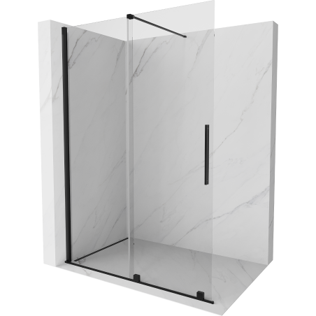 Mexen Velar плъзгаща се душ стена Walk-in 160 x 200 cm, прозрачна 8 mm, черна
