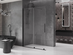 Mexen Velar плъзгаща се душ стена Walk-in 160 x 200 cm, прозрачна 8 mm, черна