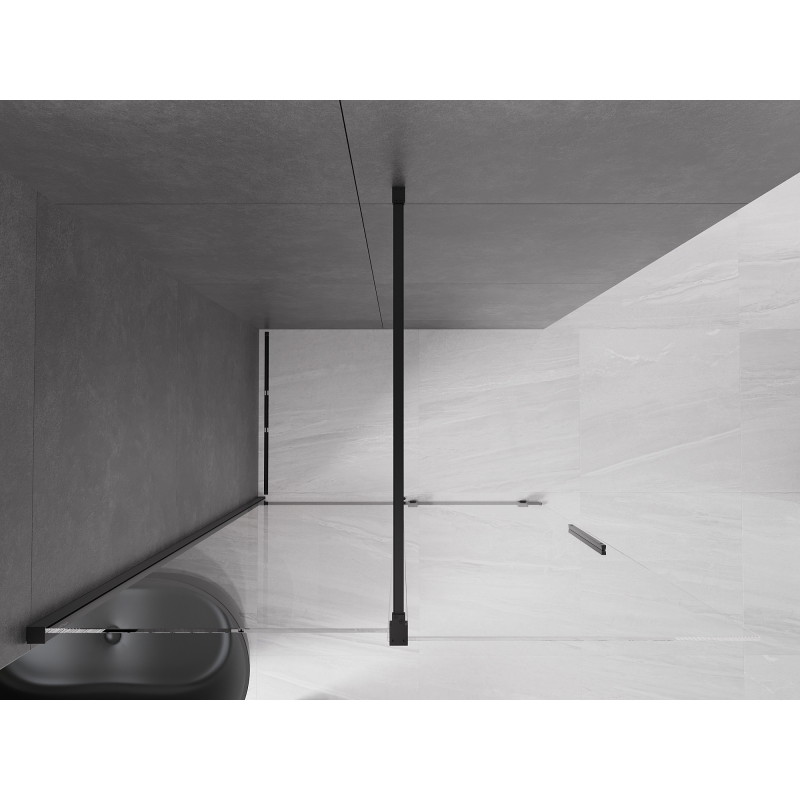 Mexen Velar плъзгаща се душ стена Walk-in 160 x 200 cm, прозрачна 8 mm, черна
