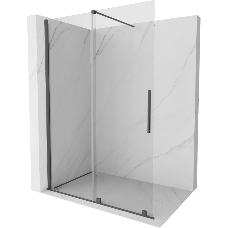 Mexen Velar плъзгаща се душ кабина Walk-in 130 x 200 см, прозрачна 8 мм, четка gun gray - 871-130-000-03-66