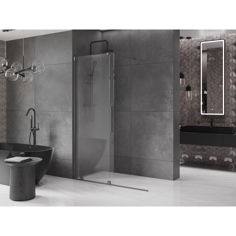 Mexen Velar плъзгаща се душ кабинна стена Walk-in 130 x 200 cm, прозрачна 8 mm, gun gray