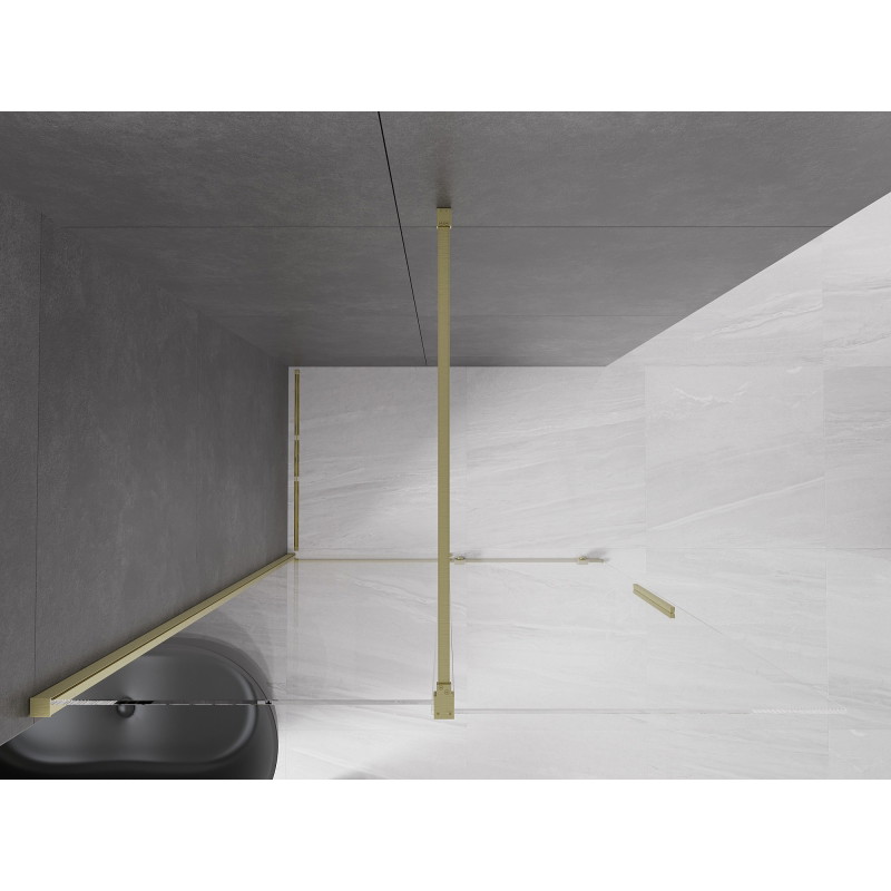 Mexen Velar плъзгаща преграда за душ Walk-in 130 x 200 cm, прозрачна 8 mm, златна