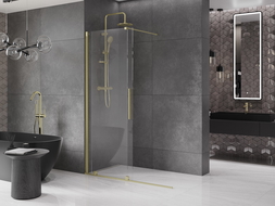 Mexen Velar преграда за душ кабина разширяема Walk-in 140 x 200 см, прозрачна 8 мм, златна четка - 871-140-000-03-55